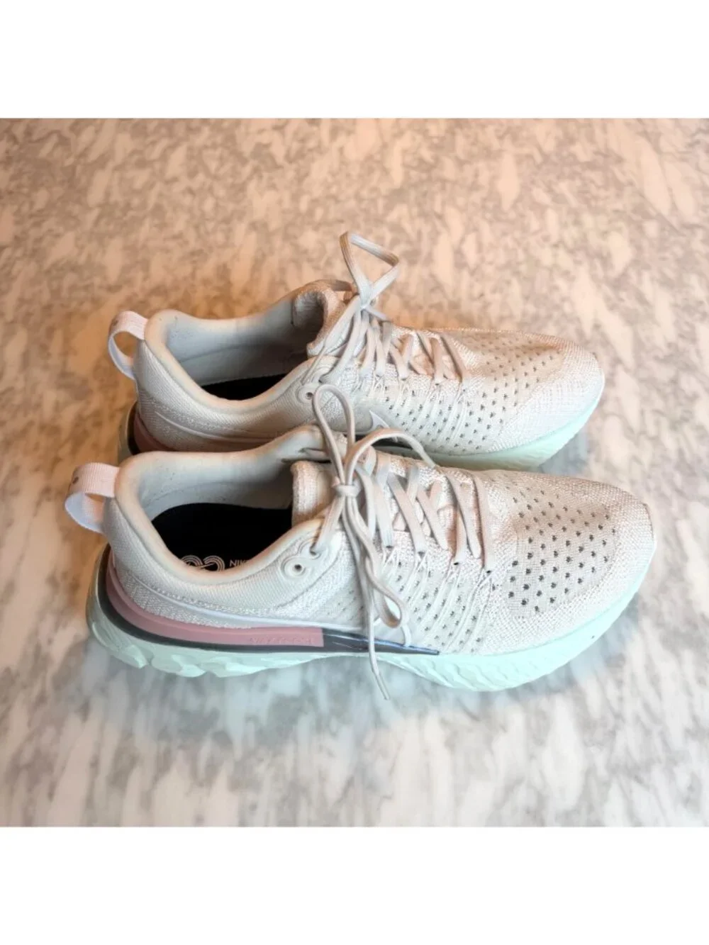 Nike React Infinity Run Flyknit 2 Womens Running Shoes White Pink Size 9/40.5